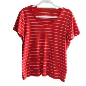 Nautica Orange and White striped tshirt XL